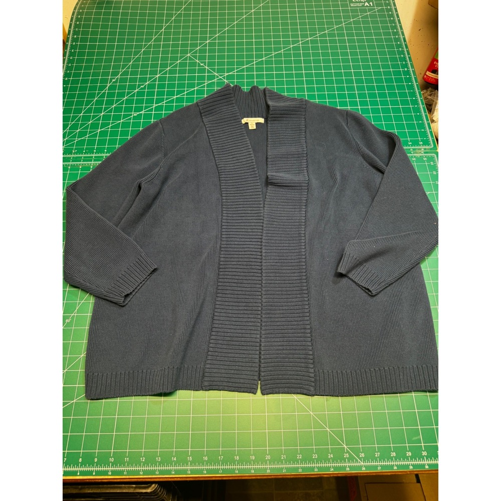 JM Collection Womens XL Navy Blue Ribbed Shawl Collar Open Front CardiganSweater